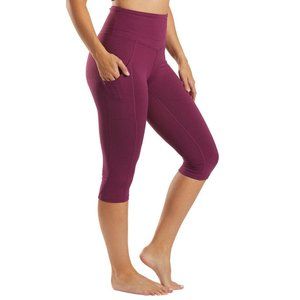 Free People Movement Stay Centered Leggings Sz M Purple Capri Pockets NWOT $78